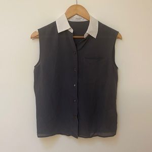 Equipment Color-Blocked Button Up Tank